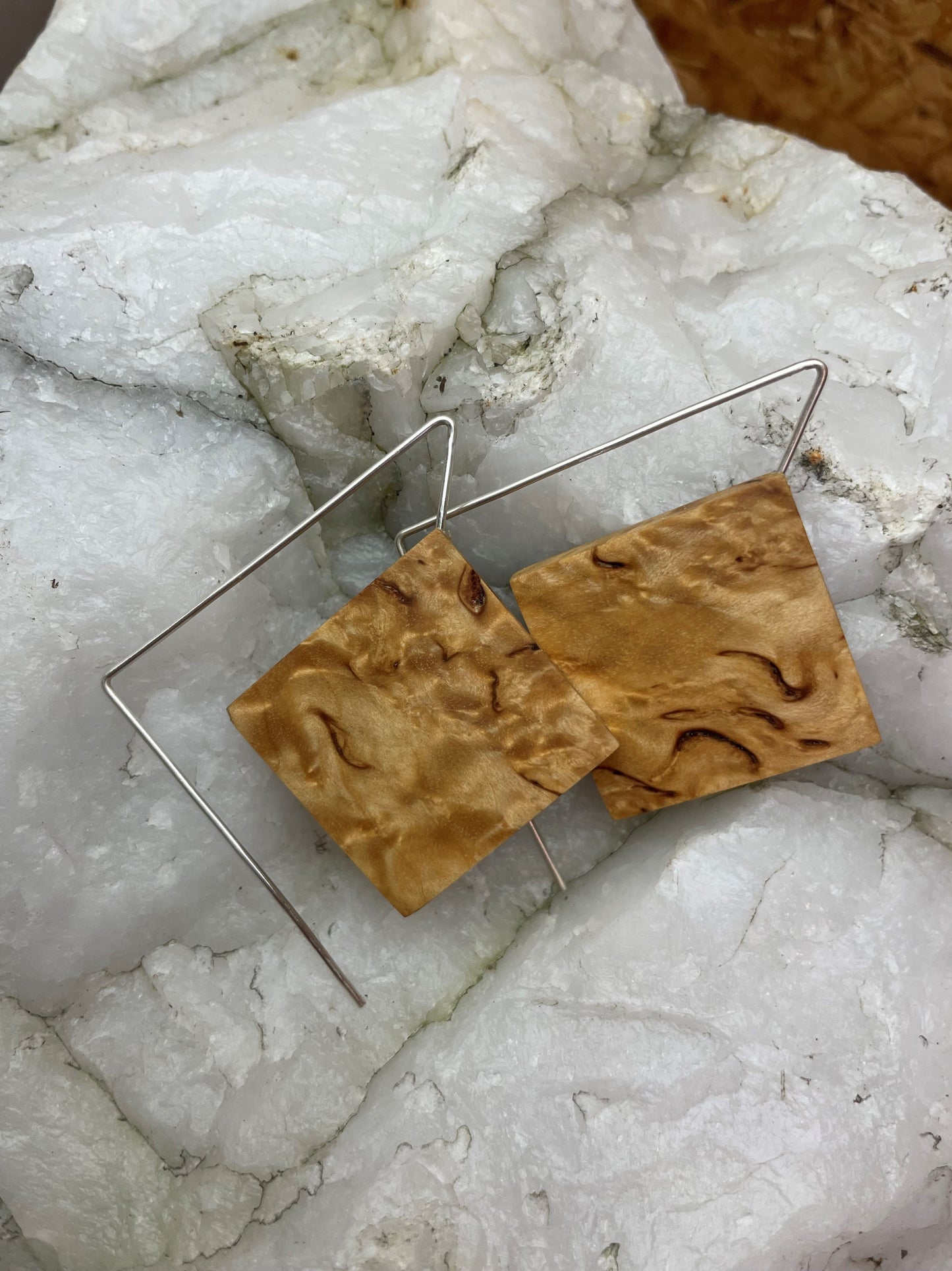 Houten Oorbellen met Gerecycled Zilver